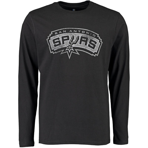 NBA Men San Antonio Spurs Distressed Long Sleeve TShirt  Black->nba t-shirts->Sports Accessory